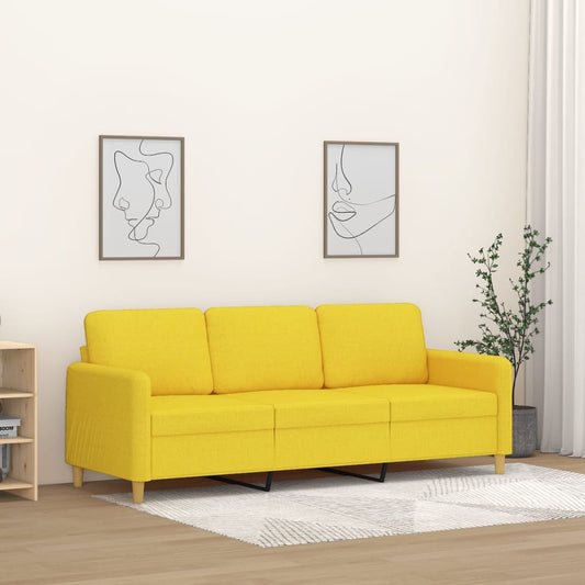 Canapé 3 places tissu jaune clair 180 cm