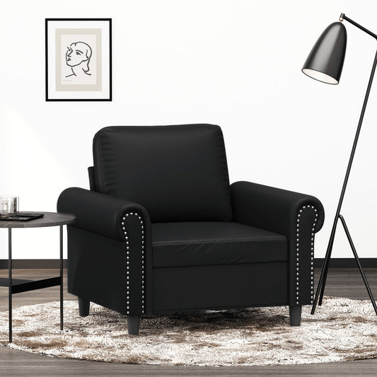 Fauteuil noir 60 cm simili cuir
