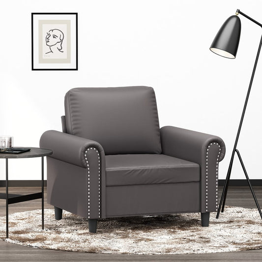 Fauteuil gris 60 cm simili cuir