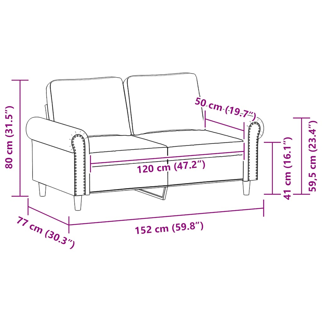 2-Sitzer-Sofa Schwarz 120 cm Kunstleder