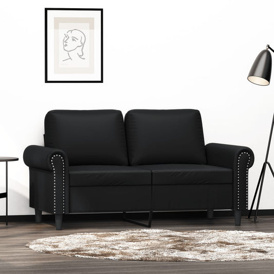 Canapé 2 places noir 120 cm simili cuir