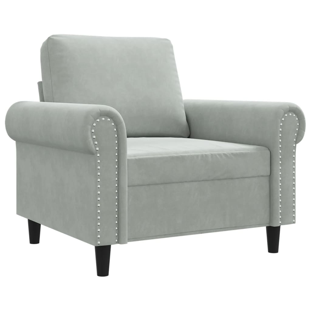 Armchair Light Grey 60 cm Velvet
