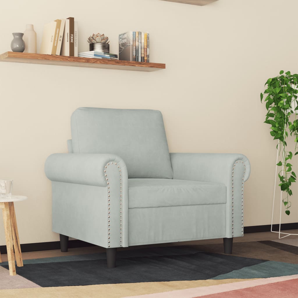 Armchair Light Grey 60 cm Velvet