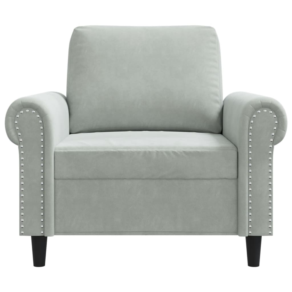 Armchair Light Grey 60 cm Velvet