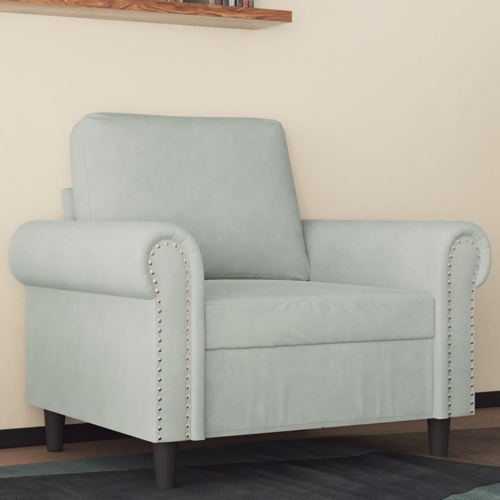Armchair Light Grey 60 cm Velvet