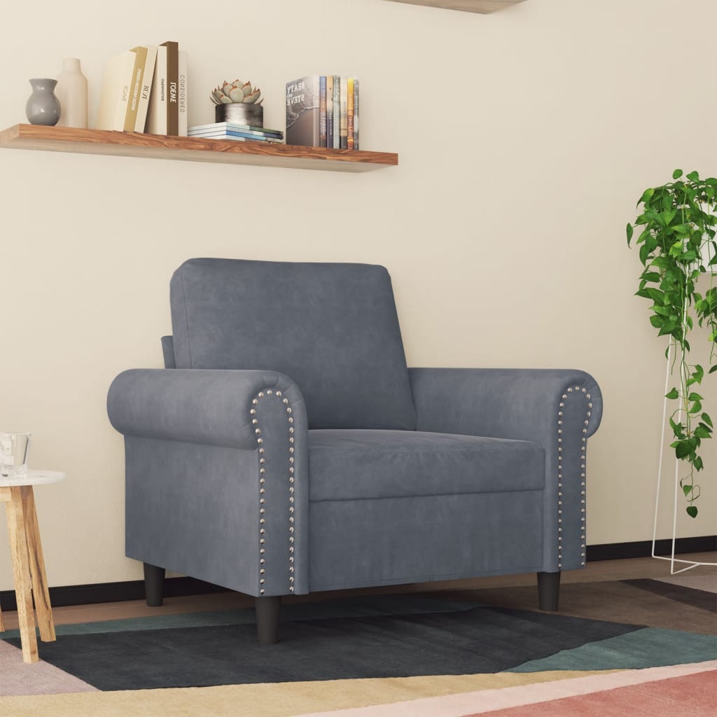 Sessel Dunkelgrau 60 cm Samt