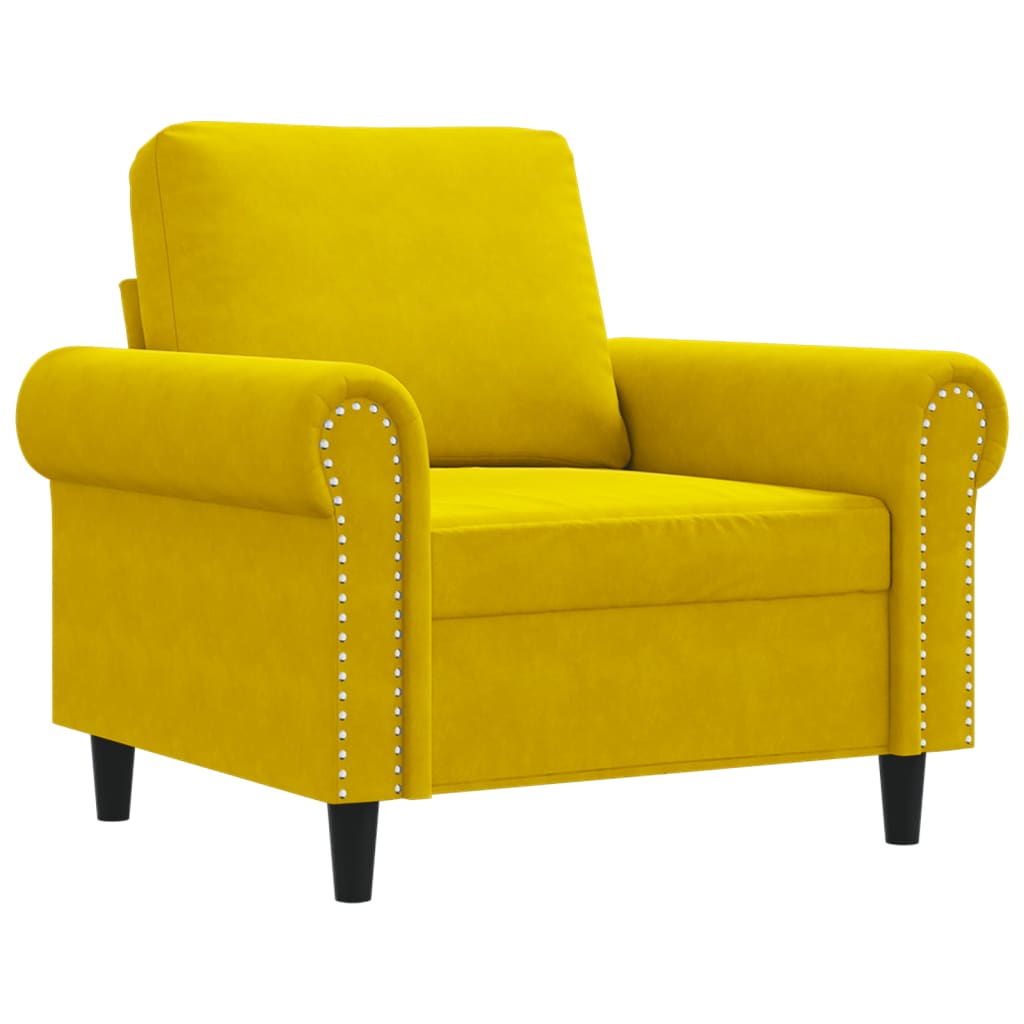 Fauteuil jaune 60 cm velours