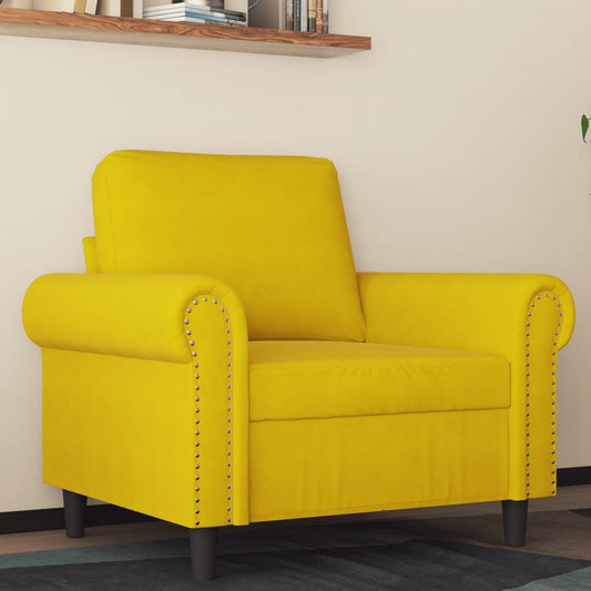 Fauteuil jaune 60 cm velours
