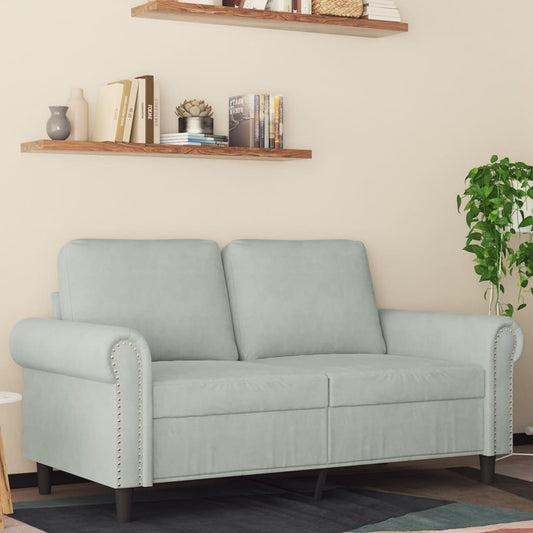 Canapé 2 places gris clair 120 cm velours