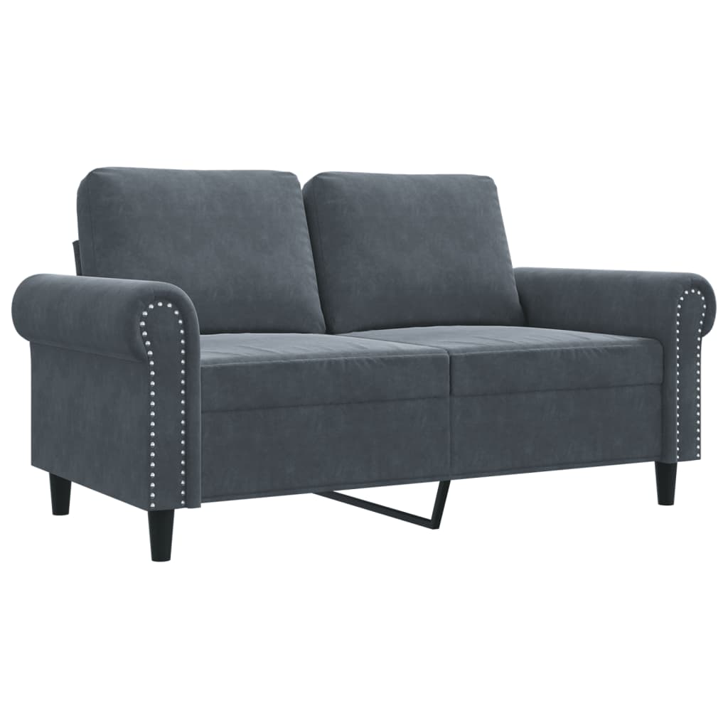 Canapé 2 places velours gris foncé 120 cm