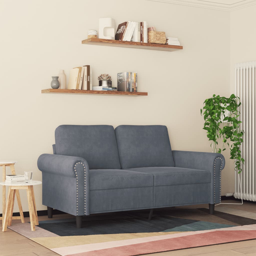 Canapé 2 places velours gris foncé 120 cm