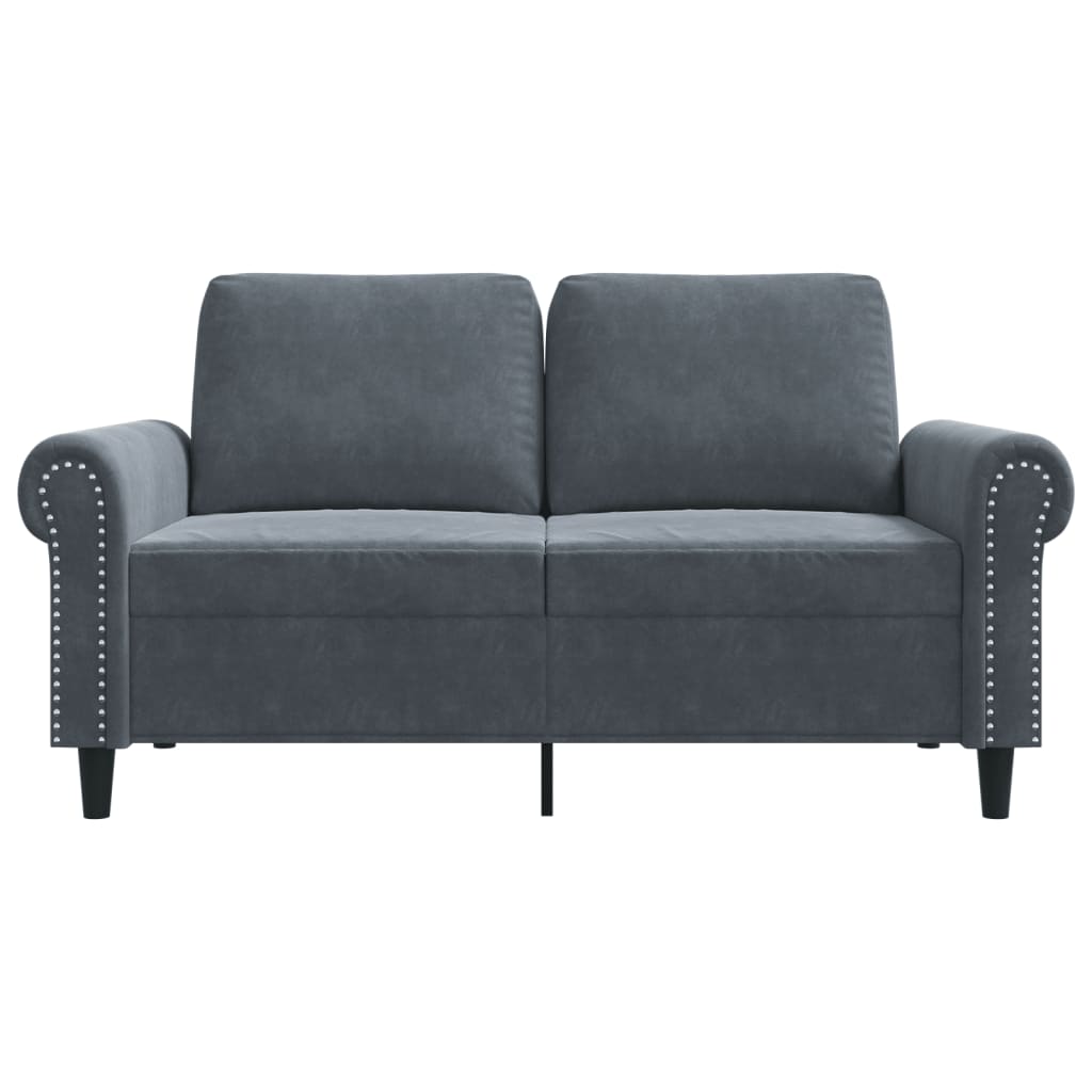 Canapé 2 places velours gris foncé 120 cm