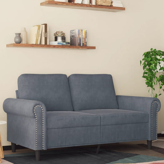 Canapé 2 places velours gris foncé 120 cm
