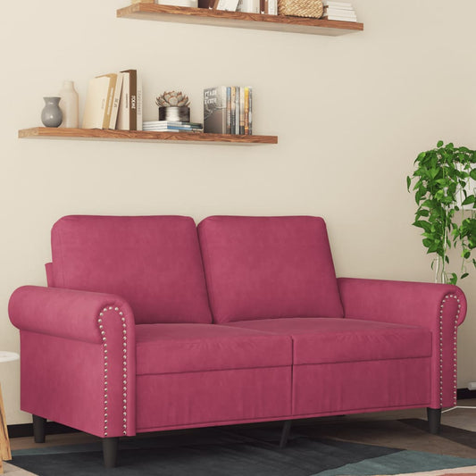 Canapé 2 places bordeaux 120 cm velours