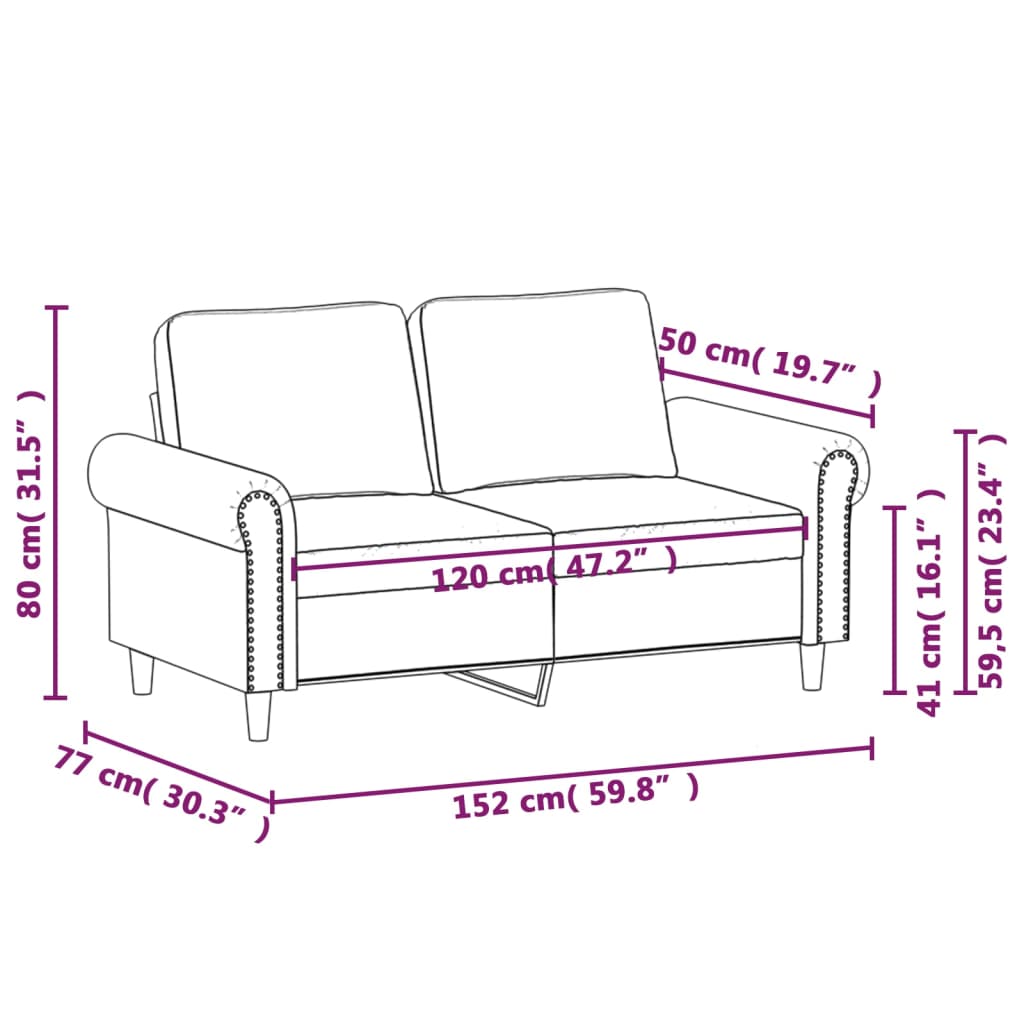 Canapé 2 places jaune 120 cm velours