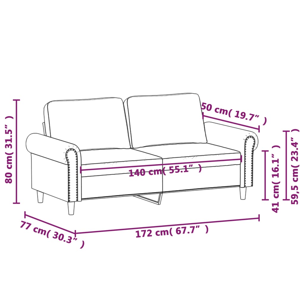 2-Sitzer-Sofa Hellgrau 140 cm Samt