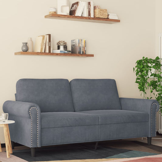 Canapé 2 places velours gris foncé 140 cm
