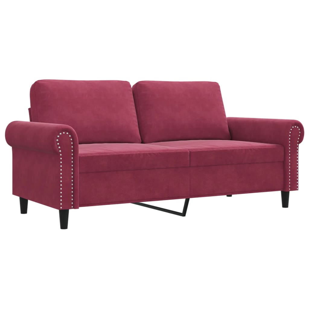 Canapé 2 places bordeaux 140 cm velours