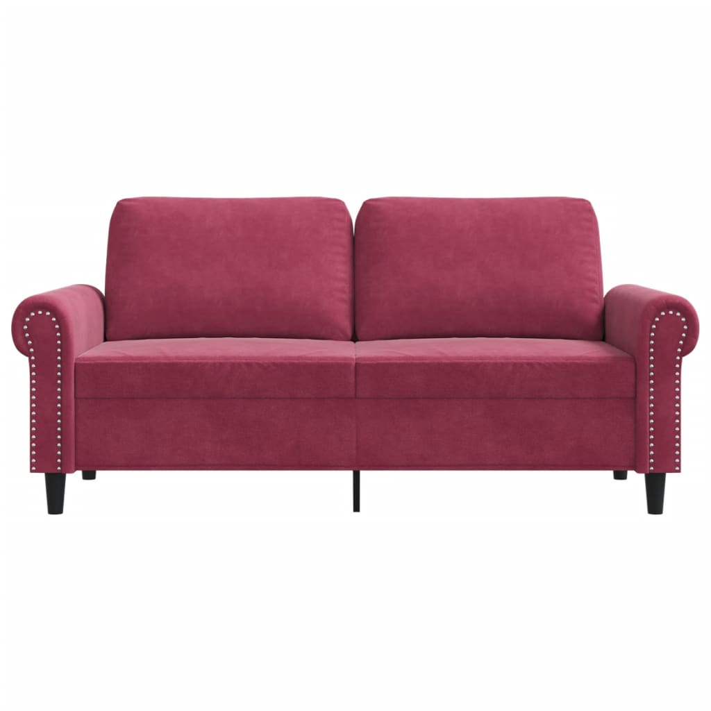 Canapé 2 places bordeaux 140 cm velours