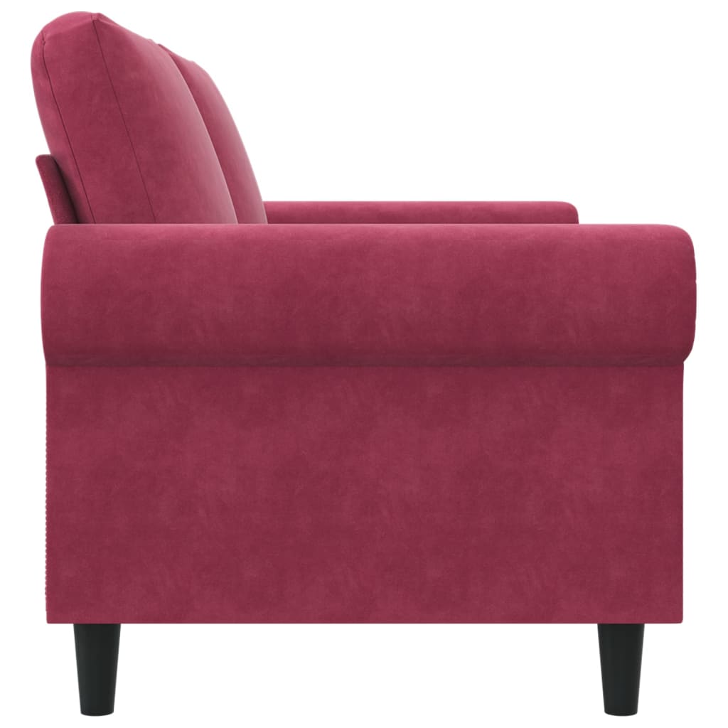 Canapé 2 places bordeaux 140 cm velours