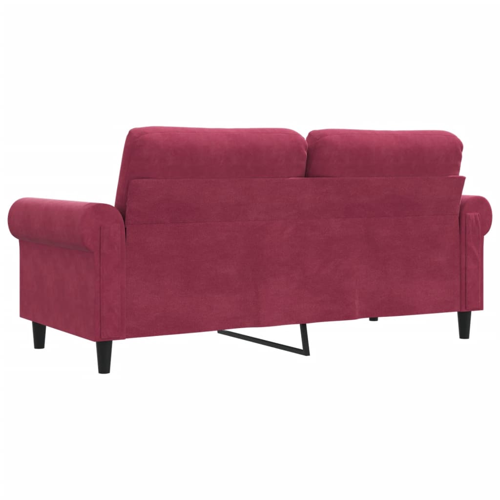 Canapé 2 places bordeaux 140 cm velours