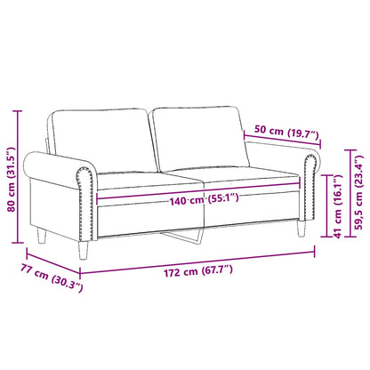 2-Sitzer-Sofa Schwarz 140 cm Samt