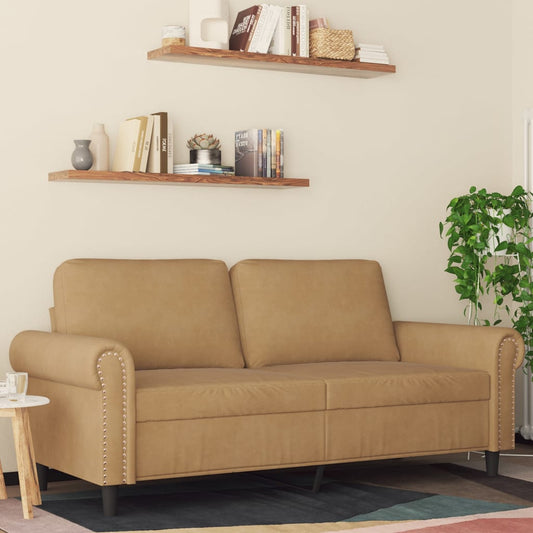 Canapé 2 places marron 140 cm velours