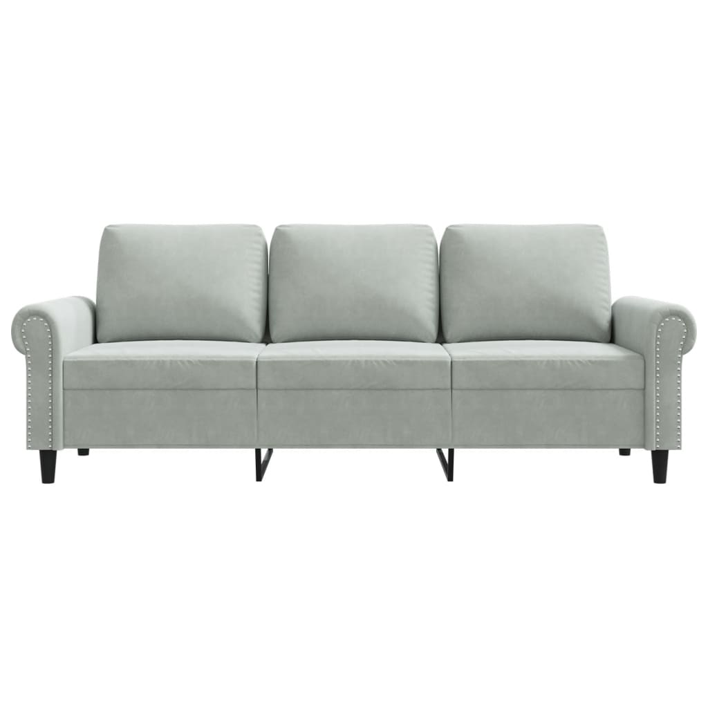 Canapé 3 places gris clair 180 cm velours