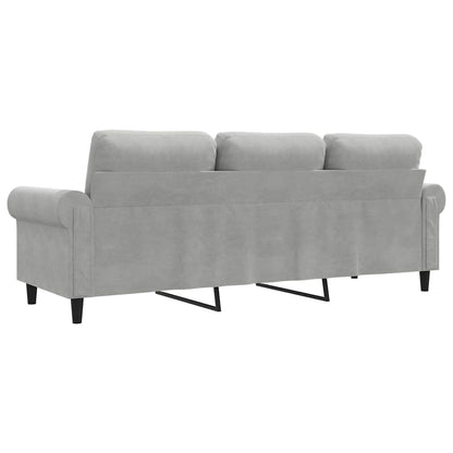 3-Sitzer-Sofa Hellgrau 180 cm Samt