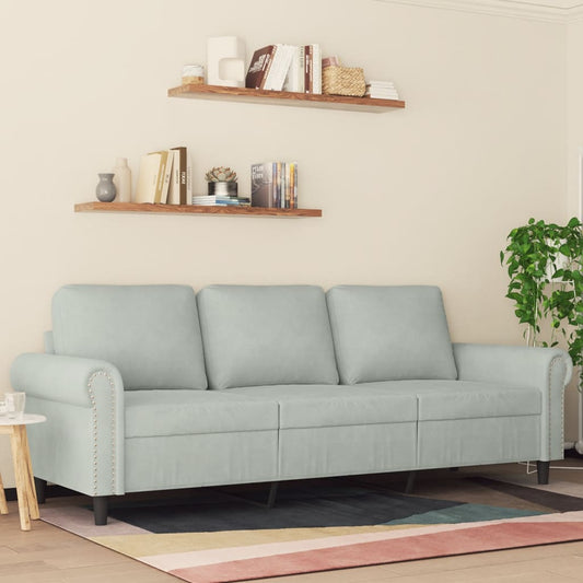 Canapé 3 places gris clair 180 cm velours