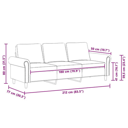 3-Sitzer-Sofa Weinrot 180 cm Samt