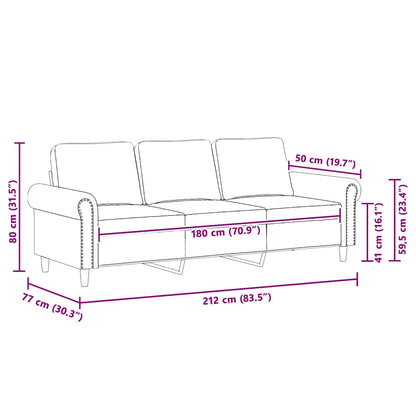 3-Sitzer-Sofa Schwarz 180 cm Samt