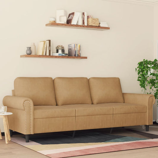 Canapé 3 places marron 180 cm velours