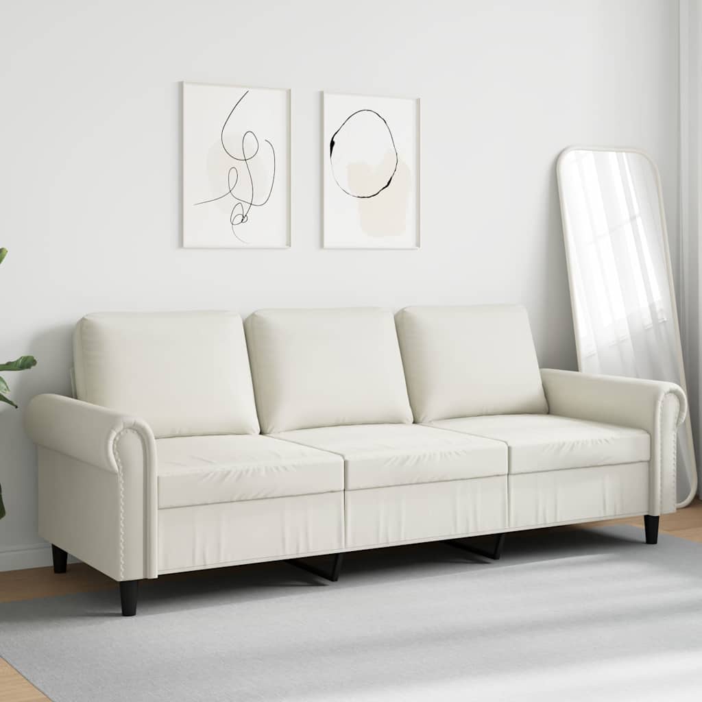3-Sitzer-Sofa Creme 180 cm Samt