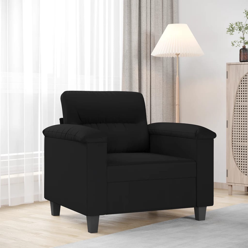 Fauteuil noir 60 cm tissu microfibre