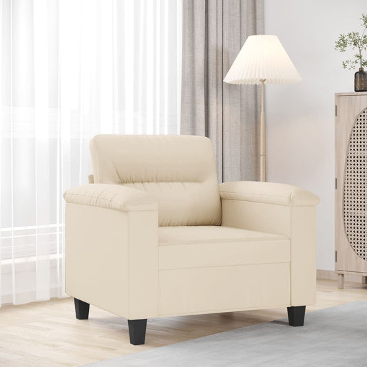 Fauteuil beige 60 cm tissu microfibre