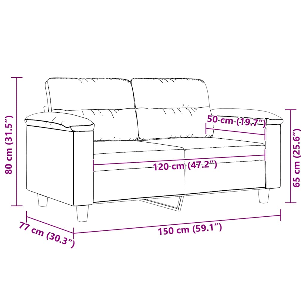 2-Sitzer-Sofa Hellgrau 120 cm Mikrofasergewebe