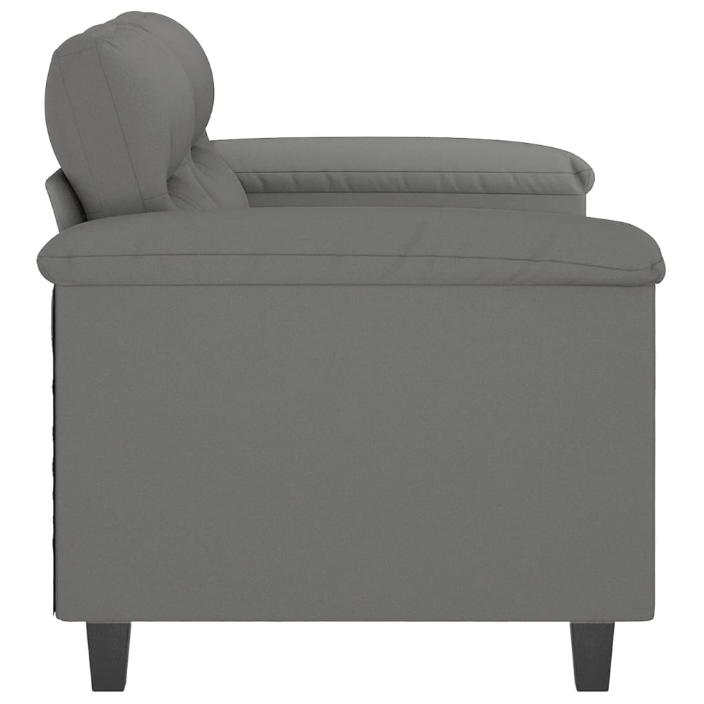 Canapé 2 places gris foncé 120 cm tissu microfibre