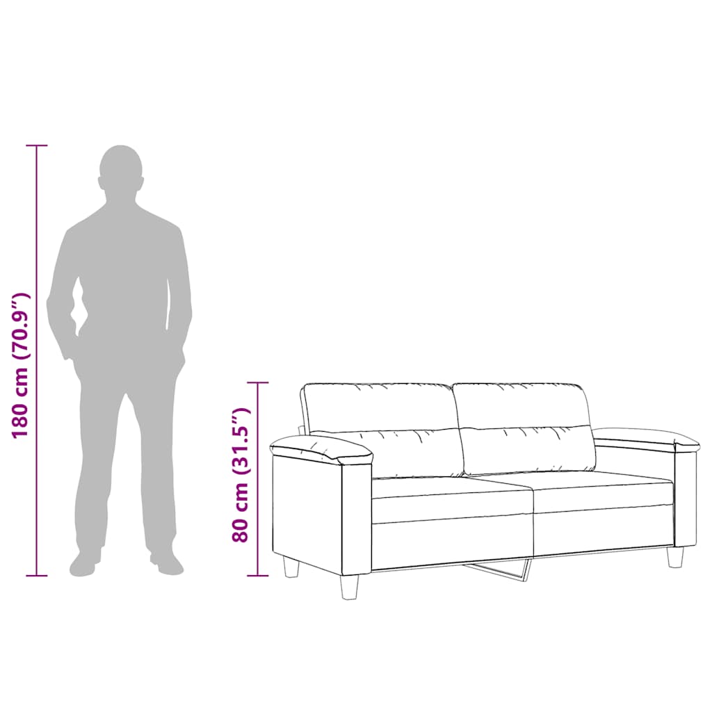 2-Sitzer-Sofa Hellgrau 140 cm Mikrofasergewebe