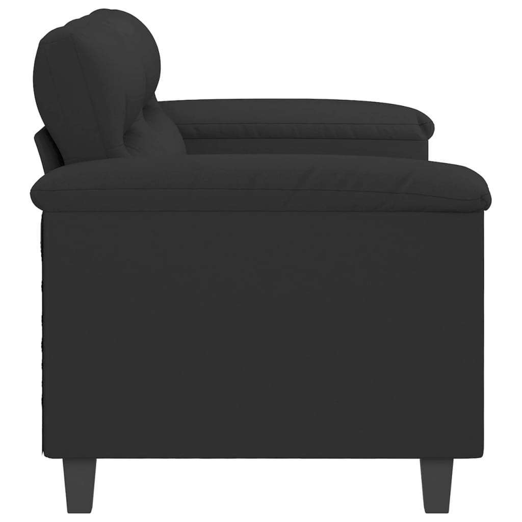 Canapé 2 places tissu microfibre noir 140 cm