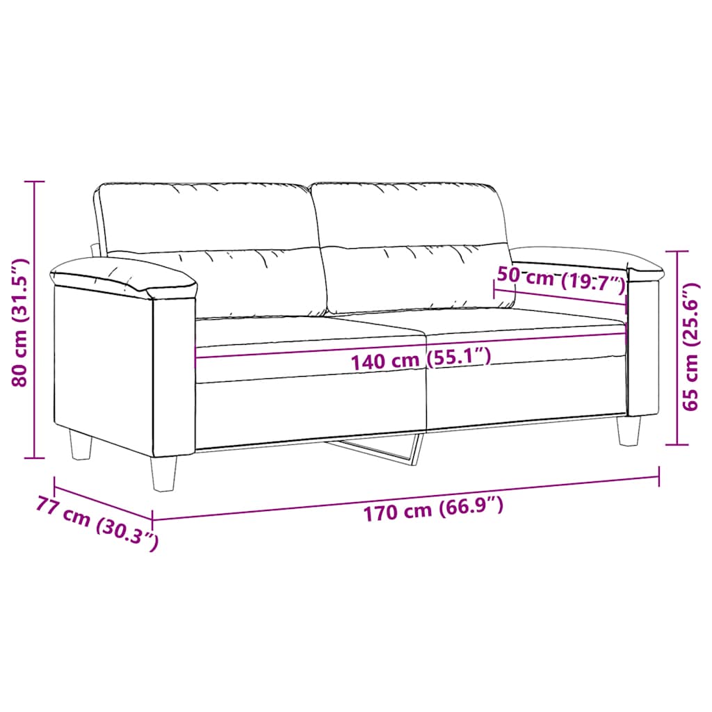 2-Sitzer-Sofa Schwarz 140 cm Mikrofasergewebe