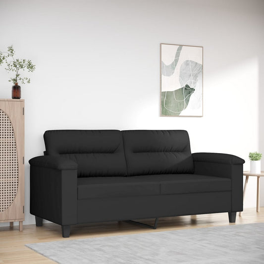 Canapé 2 places tissu microfibre noir 140 cm