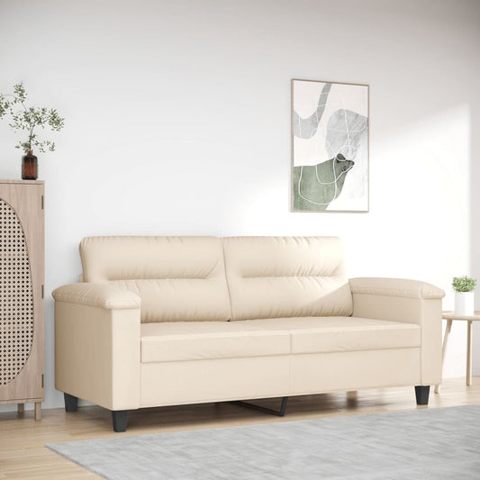 Canapé 2 places beige 140 cm tissu microfibre