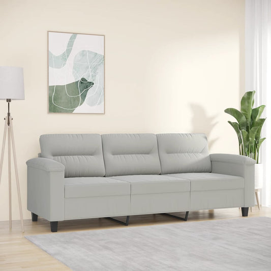 Canapé 3 places gris clair 180 cm tissu microfibre