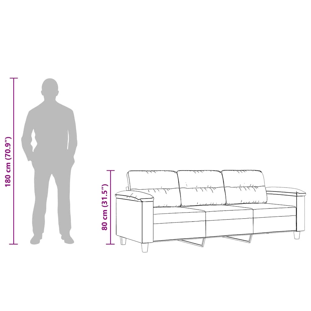 3-Sitzer-Sofa Schwarz 180 cm Mikrofasergewebe