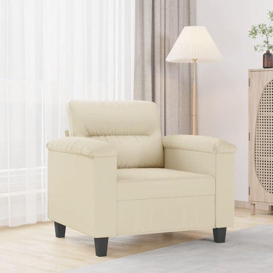 Fauteuil crème 60 cm simili cuir