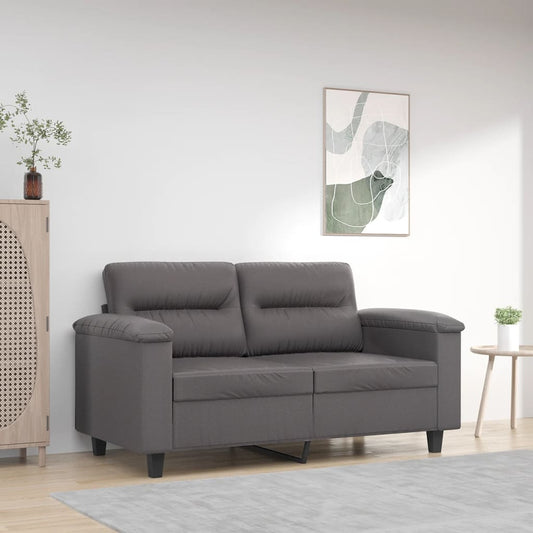 Canapé 2 places gris 120 cm simili cuir