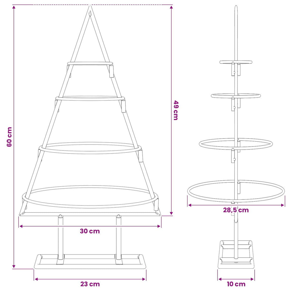 Metall-Weihnachtsbaum Deko Schwarz 60 cm