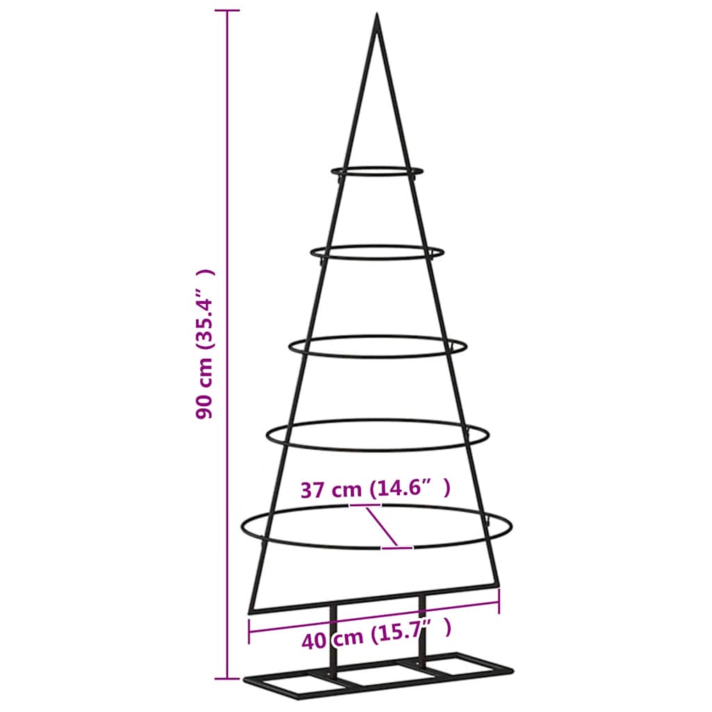 Metall-Weihnachtsbaum für Dekorationen Schwarz 90 cm
