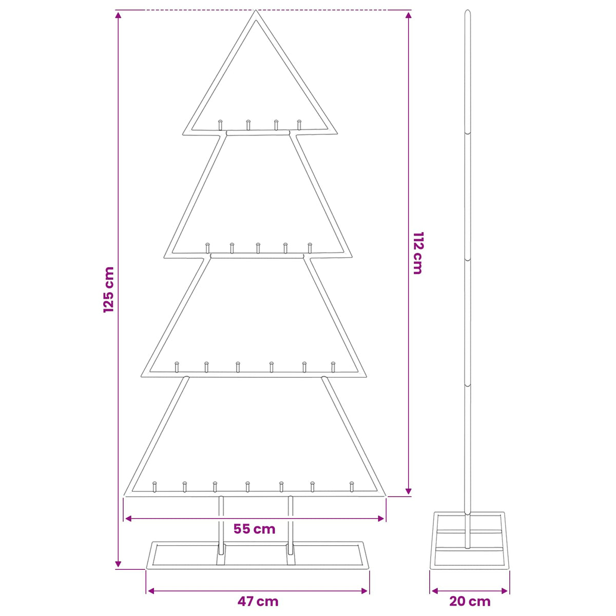 Metall-Weihnachtsbaum für Dekorationen Schwarz 125 cm